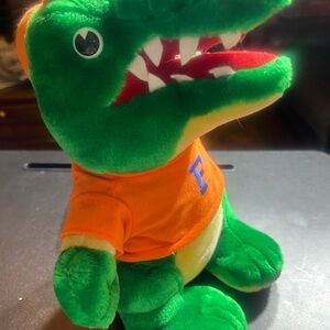 Plush Green and Orange Gator Toy